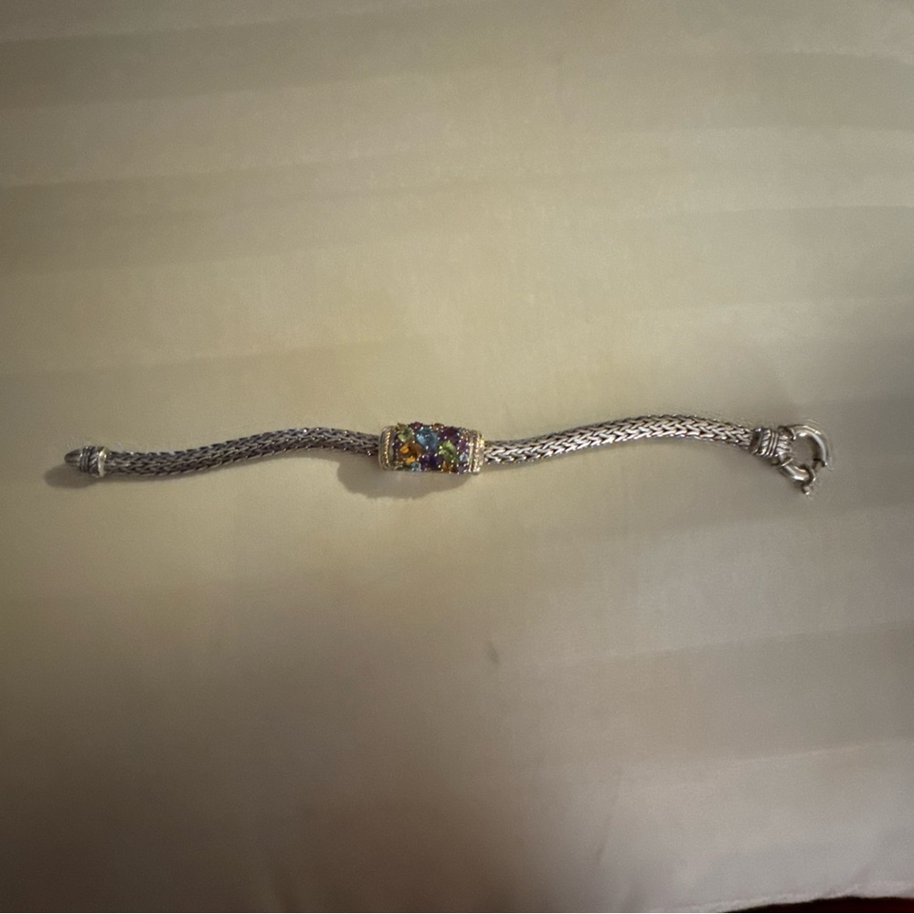 Effy Multicolor Gemstone Silver Bracelet with Gold Accents - Picture 10 of 11